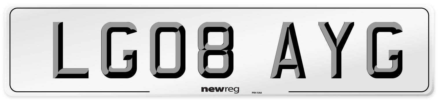 LG08 AYG Number Plate from New Reg